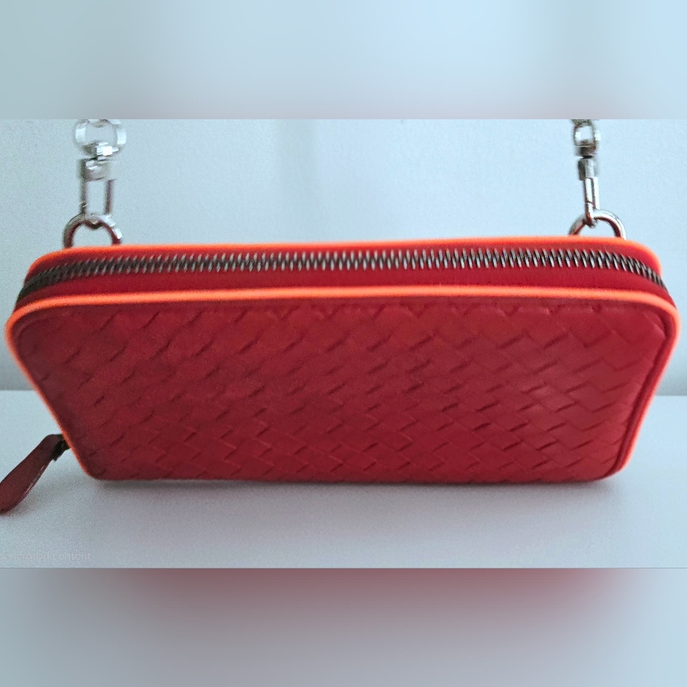 Authentic BOTTEGA VENETA Intrecciato Weaved Leather Wallet WOC Crossbody Clutch - Picture 8 of 15